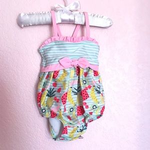 Target Tropical Fruit Striped One Piece Swimsuit